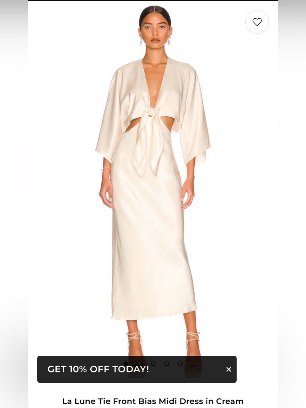 Shona Joy La Lune Tie Front Bias Midi Dress in Cream